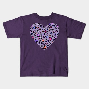 Cheetah Heart - Purple Kids T-Shirt